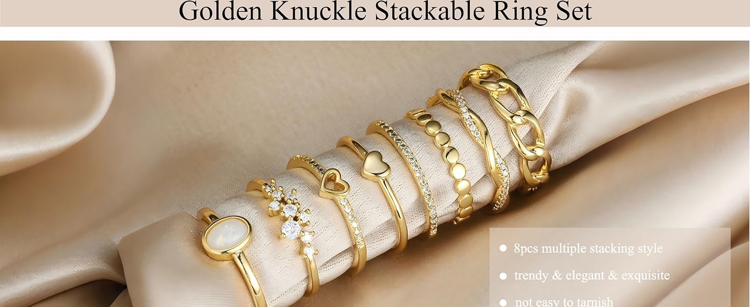 Dainty Trendy Gold Plated Statement Rings Plain Band Size 4-11