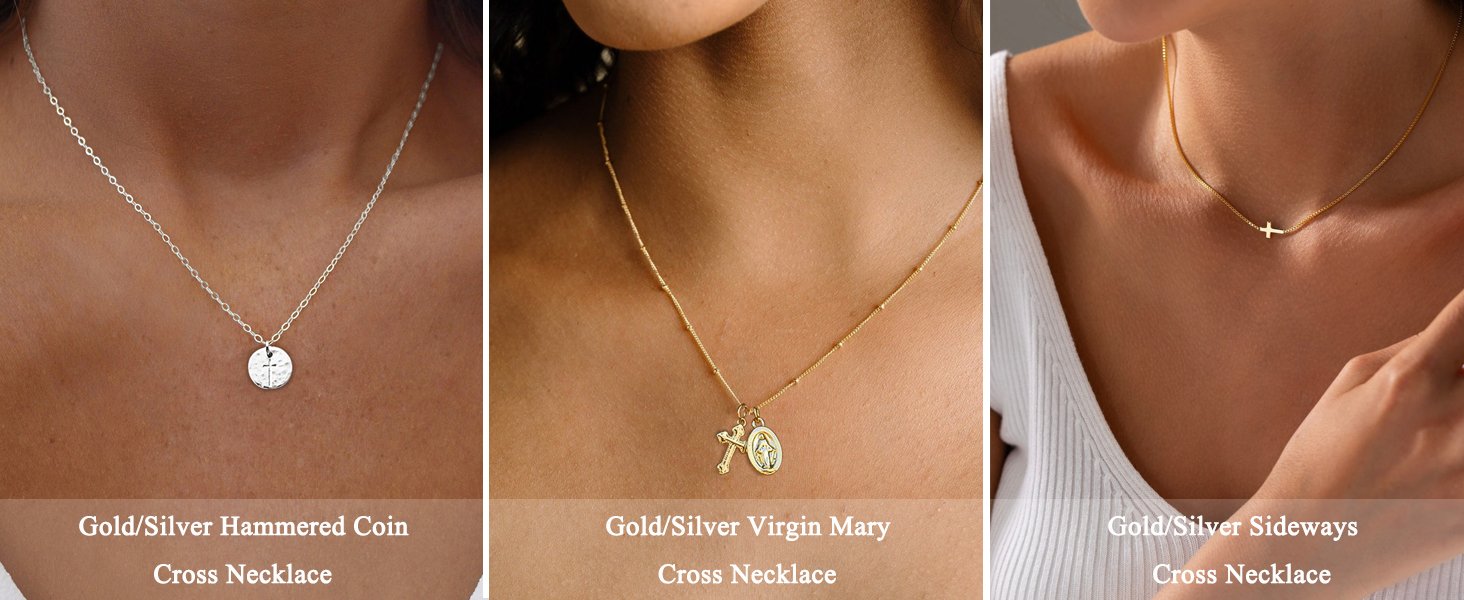gold silver cross necklace for women