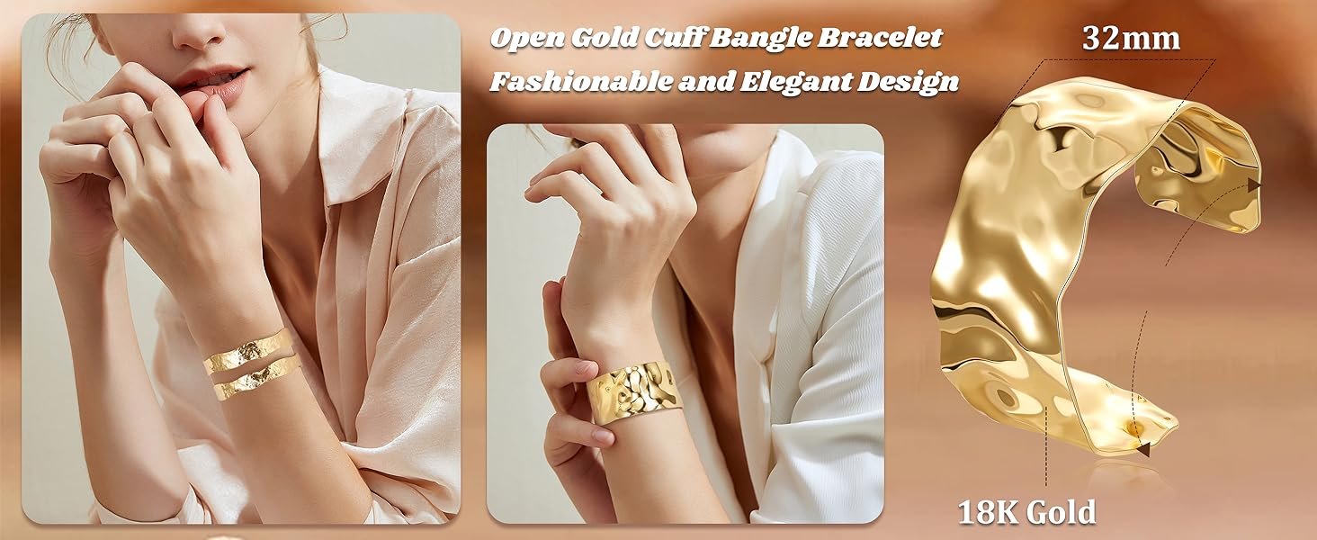   Gold Plated Cuff Bracelets for Women