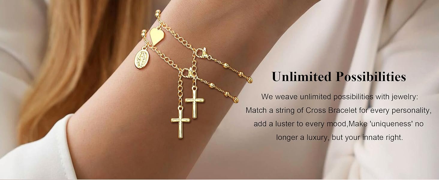 Gold Cross Bracelets for Women