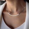 Gold Plated Necklaces for Women, Dainty Gold Herringbone Choker Necklace Thin Layered Snake Chain Jewelry for Gifts