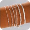 Gold/Silver Bracelets for Women, Real Gold Plated Bracelets Stack Trendy Jewelry Sets Stackable Snake Chain Figaro Paperclip Link Chain Adjustable Bracelet Pack Jewelry for Women