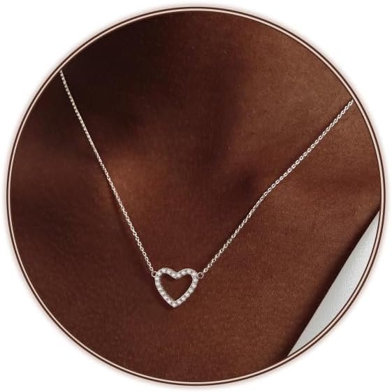 Heart Necklace for Women Gold/Silver Plated Trendy Heart Choker Lover Pendant Hypoallergenic Fashion Gold/Silver Necklace for Women Love Jewelry Gift for Women Girlfriend