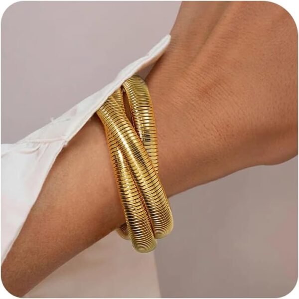 Gold Plated Bracelets for Women Gold Bangles for Women Chunky Bangle Bracelets for Women Bracelets Stack Tarnish Free Bangle Set of 3 for Women Accessories for Her Gifts
