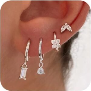 Dainty Silver Earrings for Women  Gold Plated Lightweight Hoop Earrings Set for Women Trendy Small Silver Hoop Huggie Jewelry