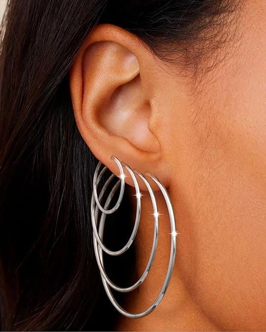 4/10 Pairs Stainless Steel Gold Silver Plated Hoop Earrings Hypoallergenic Dainty Big Small Hoops Earrings Set for Women