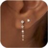 Gold Silver Earrings Set for Women  Gold Silver Plated Dangle Studs Hoop Huggie Earring Pack Multiple Piercing Dainty Cartilage Earring Hypoallergenic Trendy Cubic Zirconia CZ Earring Stack Jewelry Gifts