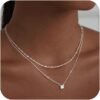 Gold Necklace for Women  Gold/Silver Plated Choker Diamond Necklace Set for Women Simple Dainty CZ Gold Chain Trendy Jewelry Accessories