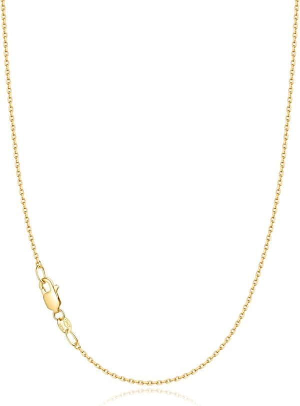 Gold Plated 925 Sterling Silver Chain Necklace for Women, 1.1mm Cable Chains Necklace Thin & Dainty & Sturdy Women's Chain Necklaces, 14/16/17/18/20/22/24 Inches