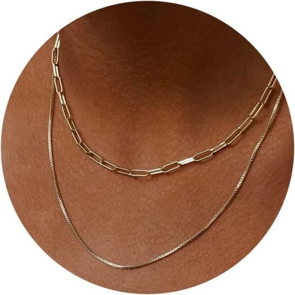 Layered Necklaces for Women,  Gold Plated Chain Necklace Women Trendy Cuban Link Paperclip Chain Toggle Clasp Necklace Fashion Chunky Jewelry for Women