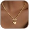 Heart Necklace for Women Gold/Silver Plated Trendy Heart Choker Lover Pendant Hypoallergenic Fashion Gold/Silver Necklace for Women Love Jewelry Gift for Women Girlfriend