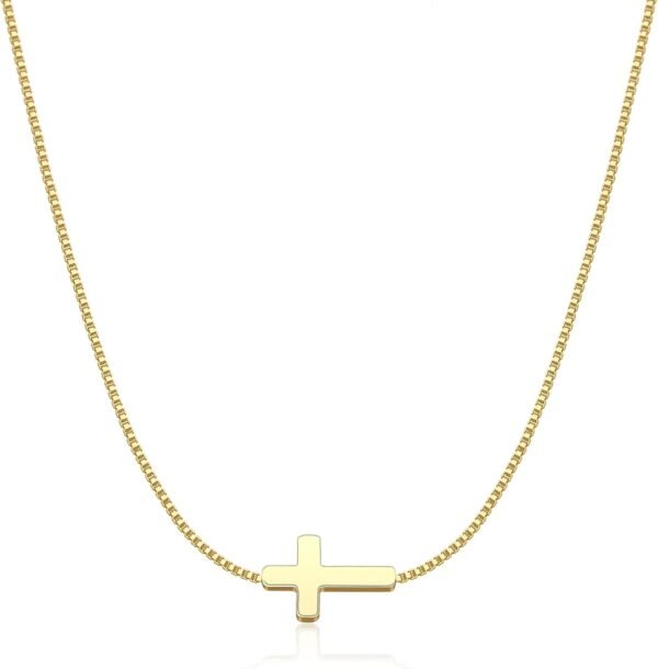 Cross Necklace for Women  Gold Silver Plated Dainty Small Cross Pendant Choker Simple Trendy Cute Cross Charm Chain Necklace Easter Basket Stuffers Baptism Religious Faith Jewelry Gift