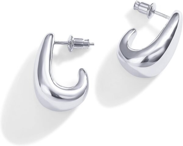 Gold Plated 925 Sterling Silver Post Statement Huggie Earrings | Gold Dome Hoop Earrings for Women