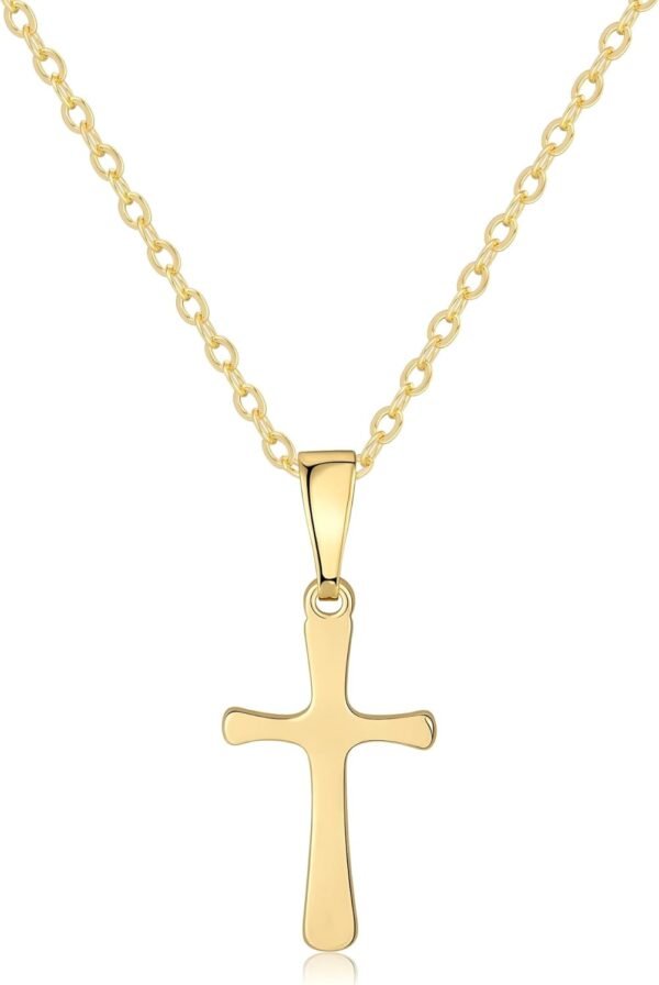 Cross Necklace for Women  Gold Silver Plated Dainty Small Cross Pendant Choker Simple Trendy Cute Cross Charm Chain Necklace Easter Basket Stuffers Baptism Religious Faith Jewelry Gift