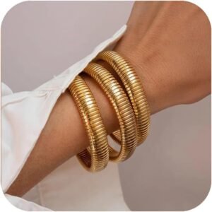 Gold Plated Bracelets for Women Gold Bangles for Women Chunky Bangle Bracelets for Women Bracelets Stack Tarnish Free Bangle Set of 3 for Women Accessories for Her Gifts