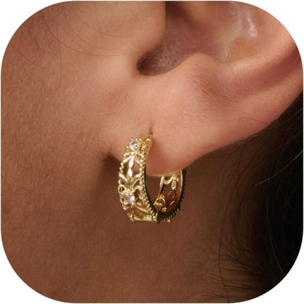 Gold Huggie Earrings for Women- Gold/Silver/Rose/Black Plated Heart Hoop Earrings Hypoallergenic Lightweight Hoops Gifts