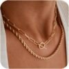 Layered Necklaces for Women,  Gold Plated Chain Necklace Women Trendy Cuban Link Paperclip Chain Toggle Clasp Necklace Fashion Chunky Jewelry for Women