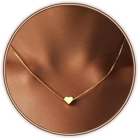 Heart Necklace for Women Gold/Silver Plated Trendy Heart Choker Lover Pendant Hypoallergenic Fashion Gold/Silver Necklace for Women Love Jewelry Gift for Women Girlfriend