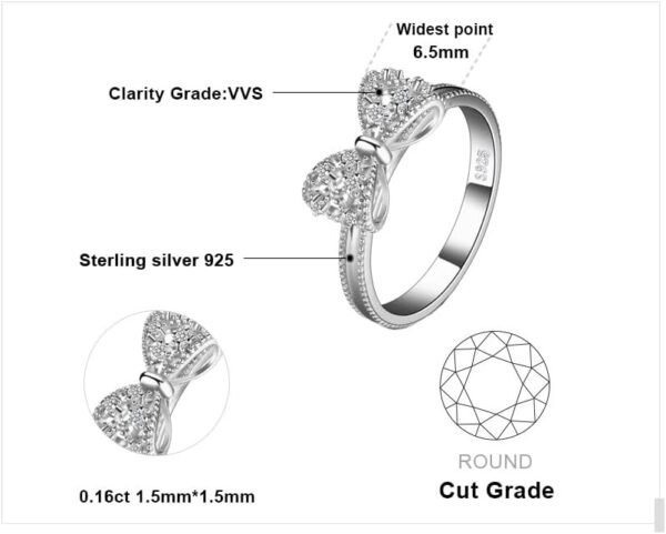 White Yellow Rose Gold Plated 925 Sterling Silver Rings for Women, Cubic Zirconia Promise Rings for Her, Stackable Wedding Bands Rings for Women Infinity Forever Love Knot Ring