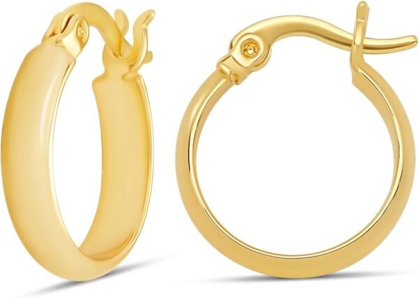 Gold or Sterling Silver Plated Polished Dome Hoop