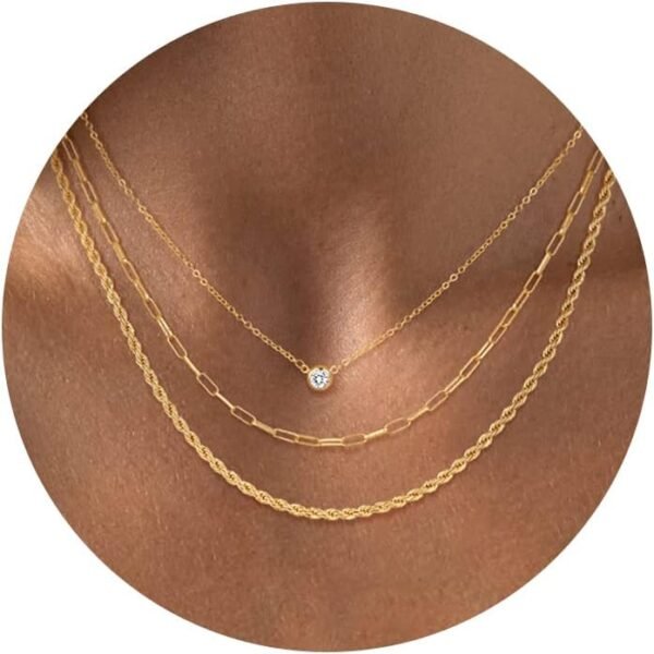 Layered Necklaces for Women,  Gold Plated Chain Necklace Women Trendy Cuban Link Paperclip Chain Toggle Clasp Necklace Fashion Chunky Jewelry for Women