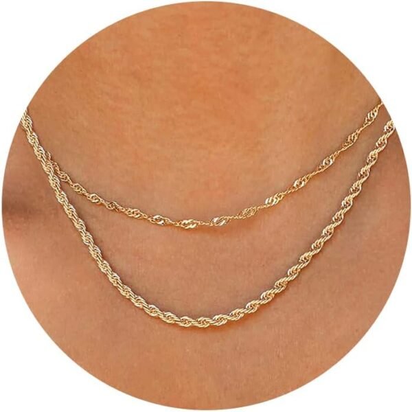Layered Necklaces for Women,  Gold Plated Chain Necklace Women Trendy Cuban Link Paperclip Chain Toggle Clasp Necklace Fashion Chunky Jewelry for Women