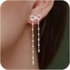 Valentine's Day Gift  Gold/Silver Plated Dangle Earrings for Women Dainty Long Hanging Chain Earrings Trendy Dangling Pearl Threader Earrings for Women Non-Tarnish Jewelry Prom Dating Party