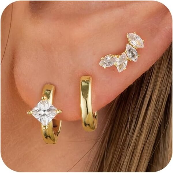 Dainty Silver Earrings for Women  Gold Plated Lightweight Hoop Earrings Set for Women Trendy Small Silver Hoop Huggie Jewelry