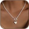 Heart Necklace for Women Gold/Silver Plated Trendy Heart Choker Lover Pendant Hypoallergenic Fashion Gold/Silver Necklace for Women Love Jewelry Gift for Women Girlfriend
