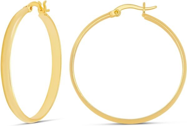 Gold or Sterling Silver Plated Polished Dome Hoop