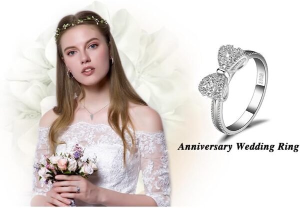 White Yellow Rose Gold Plated 925 Sterling Silver Rings for Women, Cubic Zirconia Promise Rings for Her, Stackable Wedding Bands Rings for Women Infinity Forever Love Knot Ring