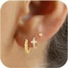 Gold Silver Earrings Set for Women  Gold Silver Plated Dangle Studs Hoop Huggie Earring Pack Multiple Piercing Dainty Cartilage Earring Hypoallergenic Trendy Cubic Zirconia CZ Earring Stack Jewelry Gifts
