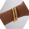 Gold Plated Bracelets for Women Gold Bangles for Women Chunky Bangle Bracelets for Women Bracelets Stack Tarnish Free Bangle Set of 3 for Women Accessories for Her Gifts
