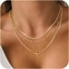 Layered Necklaces for Women,  Gold Plated Chain Necklace Women Trendy Cuban Link Paperclip Chain Toggle Clasp Necklace Fashion Chunky Jewelry for Women