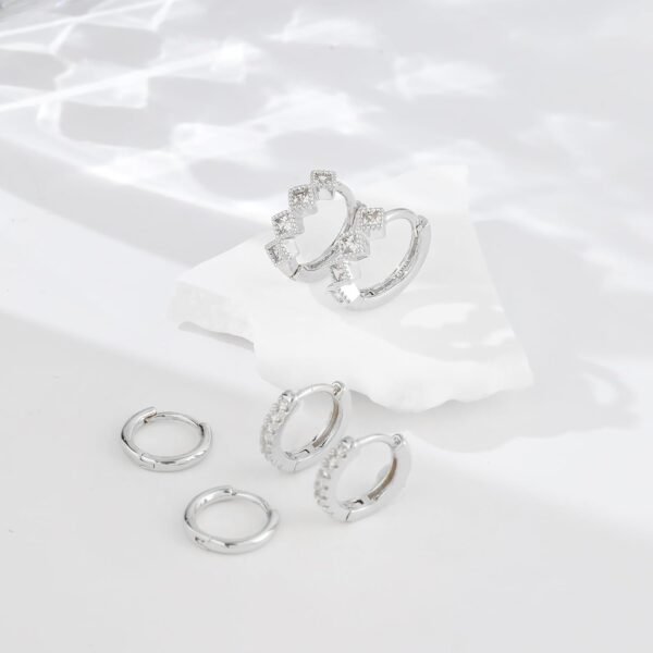 Gold Hoop Earrings Set for Women Trendy,  Gold Plated Chunky Hypoallergenic Small Diamond Cartilage Hoops Cute Cubic Zirconia Dangle Stud Earrings Jewelry Gifts