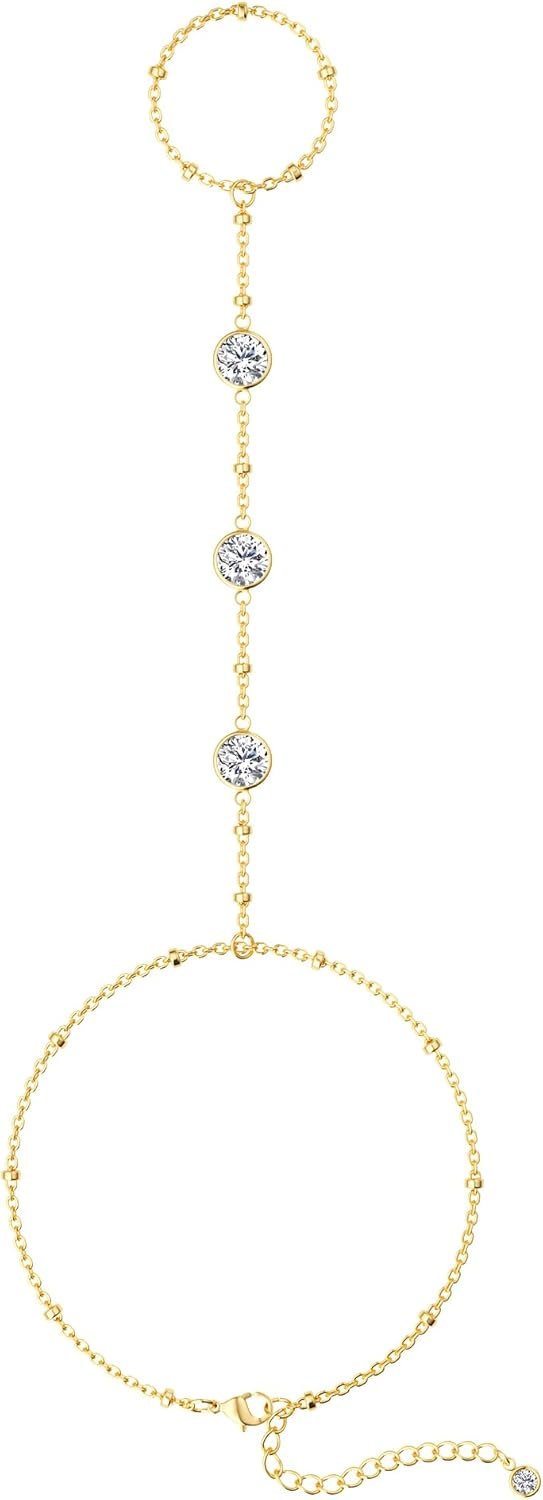 Gold Bracelets for Women Waterproof,  Gold Plated Jewelry Sets Trendy Thin Dainty Stackable Cuban Link Paperclip Chain Bracelet Pack Fashion Accessories Gifts for Womens