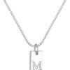 Initial Necklaces for Women Silver Plated Letter Necklace Dainty Silver Name Necklace Personalized Initial Tag Pendant Necklaces for Women Trendy Silver Jewelry