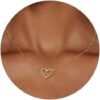 Heart Necklace for Women Gold/Silver Plated Trendy Heart Choker Lover Pendant Hypoallergenic Fashion Gold/Silver Necklace for Women Love Jewelry Gift for Women Girlfriend