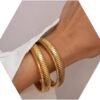 Gold Plated Bracelets for Women Gold Bangles for Women Chunky Bangle Bracelets for Women Bracelets Stack Tarnish Free Bangle Set of 3 for Women Accessories for Her Gifts