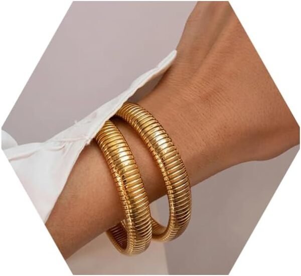 Gold Plated Bracelets for Women Gold Bangles for Women Chunky Bangle Bracelets for Women Bracelets Stack Tarnish Free Bangle Set of 3 for Women Accessories for Her Gifts