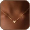 Heart Necklace for Women Gold/Silver Plated Trendy Heart Choker Lover Pendant Hypoallergenic Fashion Gold/Silver Necklace for Women Love Jewelry Gift for Women Girlfriend