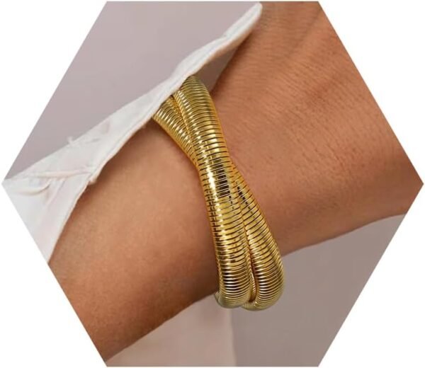 Gold Plated Bracelets for Women Gold Bangles for Women Chunky Bangle Bracelets for Women Bracelets Stack Tarnish Free Bangle Set of 3 for Women Accessories for Her Gifts
