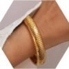 Gold Plated Bracelets for Women Gold Bangles for Women Chunky Bangle Bracelets for Women Bracelets Stack Tarnish Free Bangle Set of 3 for Women Accessories for Her Gifts