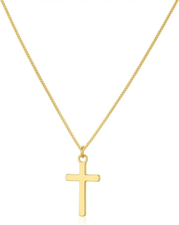 Cross Necklace for Women  Gold Silver Plated Dainty Small Cross Pendant Choker Simple Trendy Cute Cross Charm Chain Necklace Easter Basket Stuffers Baptism Religious Faith Jewelry Gift