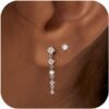 Gold Silver Earrings Set for Women  Gold Silver Plated Dangle Studs Hoop Huggie Earring Pack Multiple Piercing Dainty Cartilage Earring Hypoallergenic Trendy Cubic Zirconia CZ Earring Stack Jewelry Gifts