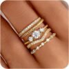 Stackable Rings for Women  Gold Plated Minimalist Non Tarnish Cubic Zirconia Thumb Ring Set Dainty Knuckle Ring Trendy Statement Stacking Rings Set Size 5-10