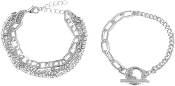 Gold-plated Bracelets for Women Dainty Boho Stackable Bracelet Set Chunky Layered Link Bangle for Women