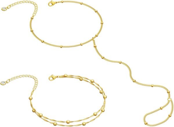 Gold Bracelets for Women Trendy, Dainty  Gold Plated Bracelet Stack Beaded Chain Bracelet Set Thin Small Cute Paperclip Bracelets Fashion Waterproof Jewelry Gift Gold Accessories for Women