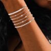 Gold/Silver Bracelets for Women, Real Gold Plated Bracelets Stack Trendy Jewelry Sets Stackable Snake Chain Figaro Paperclip Link Chain Adjustable Bracelet Pack Jewelry for Women