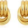 Trendy Gold Plated Knot Earrings for Women Chunky Statement Drop Dangle Earrings Lightweight Hypoallergenic Fashion Accessories Gold Jewelry Gifts for Womens